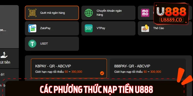 Các hình thức nạp tiền đa dạng mang tới nhiều lựa chọn