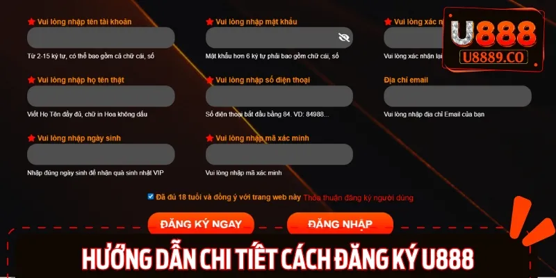 Hướng dẫn chi tiết từng bước đăng ký U888 đơn giản